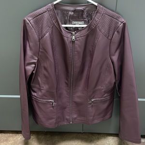 Burgundy/wine faux leather jacket